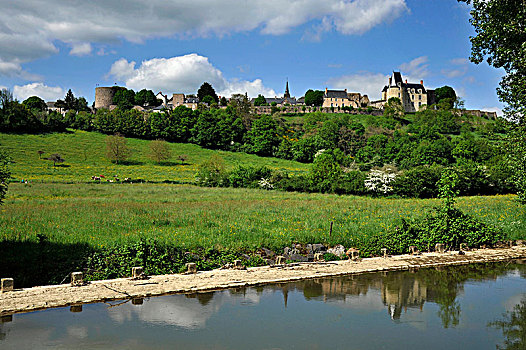 法国,卢瓦尔河地区,区域,中世纪,乡村,城堡,壁,河,前景