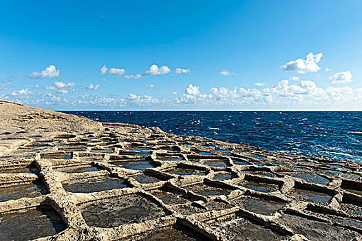 沙岩构造,海岸,海盐,盐磐,戈佐,马耳他,欧洲