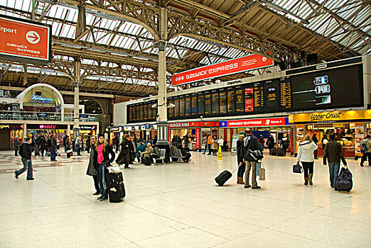 维多利亚站,火车站,正殿,正厅,旅行者,伦敦,英格兰,英国,欧洲