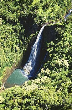夏威夷,考艾岛,瀑布,室内,岛屿