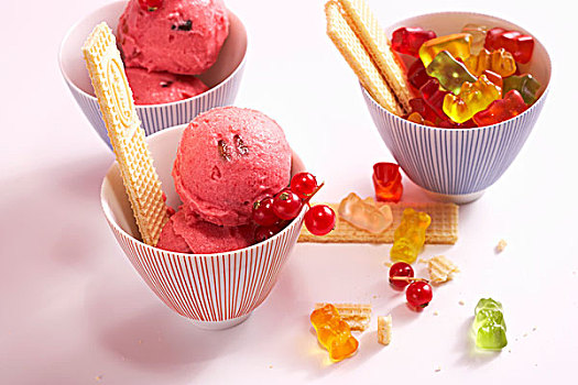 红浆果,冰淇淋,胶熊