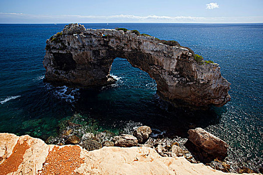 石头,拱形,马略卡岛,巴利阿里群岛,西班牙,欧洲