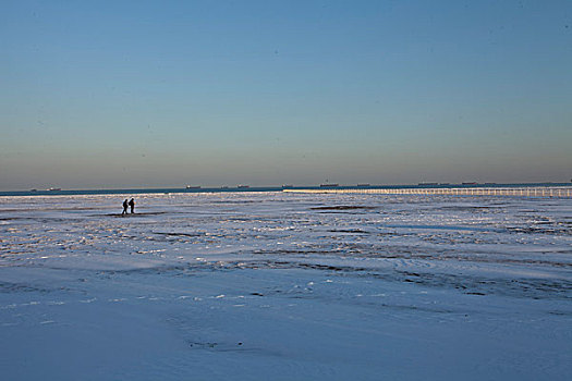 北戴河,大雪,雪后,海滨,浅水湾,对比,鲜艳,吸引,洁白,冬季,寒冷