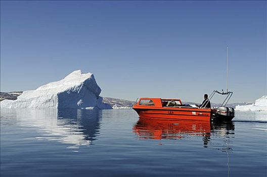 船,冰山,峡湾,东方,格陵兰