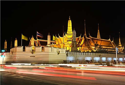 夜景,大皇宫,曼谷,泰国