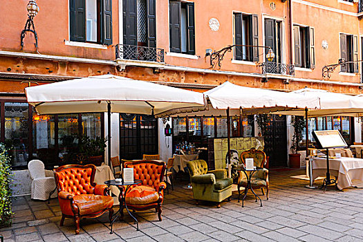 座椅,街边咖啡厅,威尼斯,威尼托,意大利,欧洲