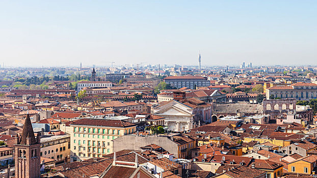 俯视,维罗纳,城镇,古罗马竞技场