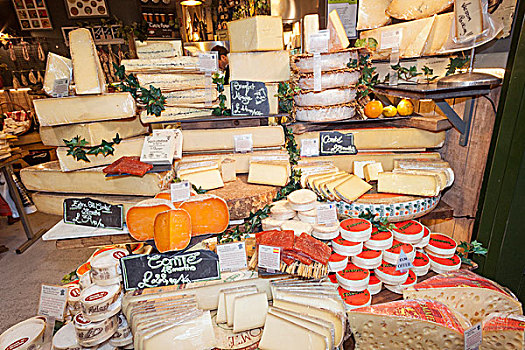 英格兰,伦敦,南华克,博罗市场,展示,奶酪