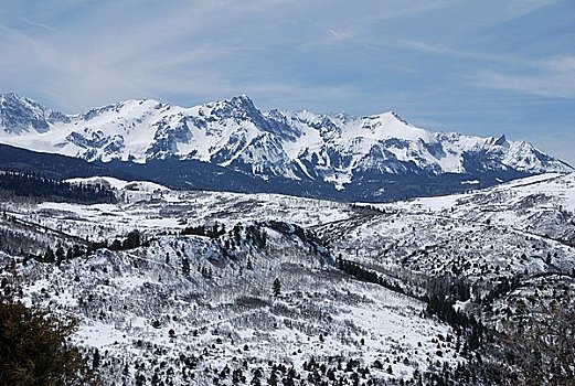 全景,积雪,山峦,科罗拉多,美国