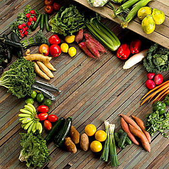 种类,新鲜,水果,蔬菜,木质,板条