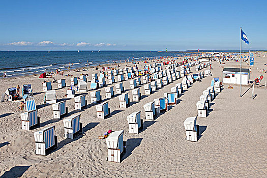 沙滩椅,海滩,海洋,胜地,梅克伦堡前波莫瑞州,德国,欧洲