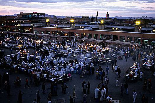 摩洛哥,玛拉喀什,广场,餐饮摊