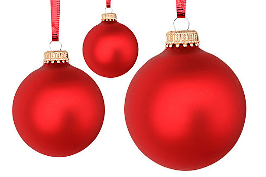 红色,圣诞节,彩球,隔绝,白色背景