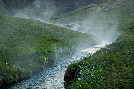 冰岛,热,斑点,河