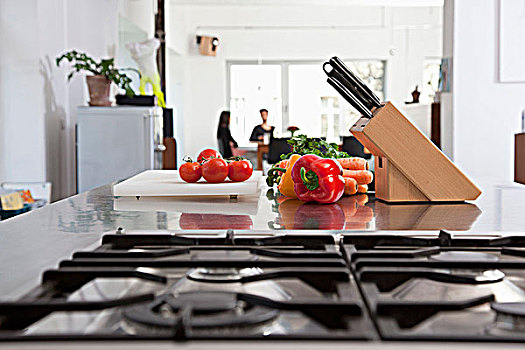 西红柿,胡萝卜,柿子椒,厨房操作台