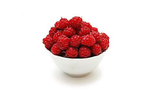 碗,满,树莓,隔绝,白色背景