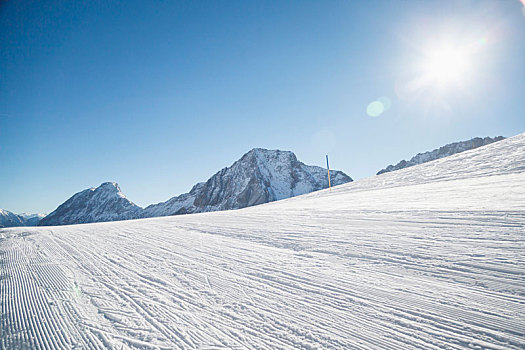 风景,太阳,滑雪,滑雪道