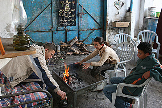 弟弟,姐妹,茶,城市,家,支持者,控制,加沙地带,巴勒斯坦,2005年