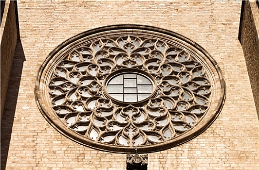 圆花窗,海洋,大教堂,巴塞罗那