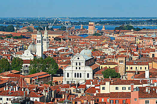 威尼斯,天际线,俯视,钟楼,广场,意大利