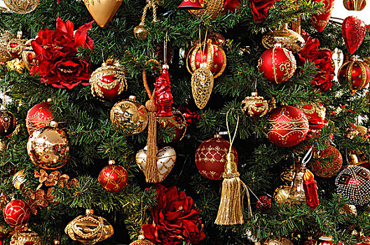 圣诞节,树,装饰,小玩意,特写,别墅,氛围,纽伦堡,中弗兰肯,德国,巴伐利亚,欧洲