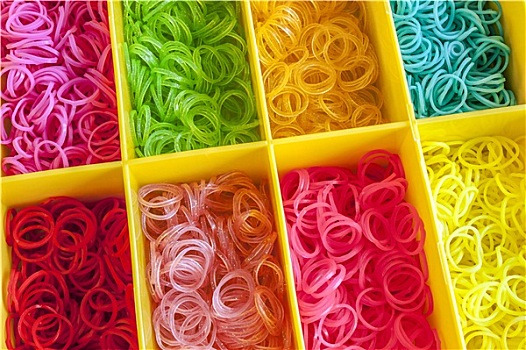 彩色,彩虹,织布机,皮筋,盒子