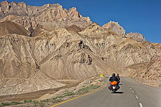 两个,摩托车手,道路,喜马拉雅山