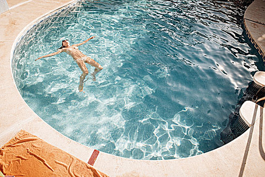 女人,游泳池,芬吉罗拉,西班牙