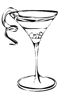 隔绝,插画,鸡尾酒,玻璃杯,黑白,马提尼酒,酒,水果鸡尾酒,浆果,室内