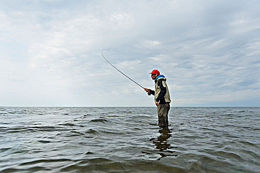 男人,钓鱼,波罗的海