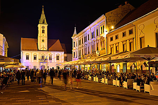 市政厅,市场,夜晚,克罗地亚,欧洲