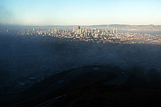 俯视,蓝天,北美洲,美国,加利福尼亚州,旧金山,风景,全景,文化,景点,旅游