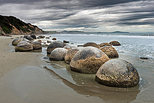 漂石,圆,石头,海滩,海岸,奥塔哥地区,南部地区,新西兰,大洋洲