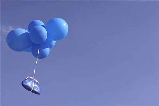 蓝色,钱包,飞,气球