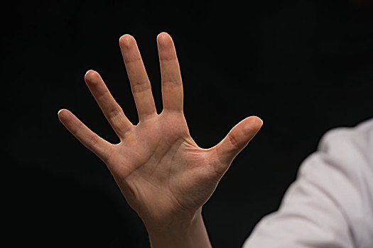 女性,手,展示,五个,手指,隔绝,黑色背景,背景