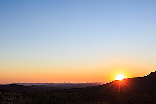山,日落,达马拉兰,区域,纳米比亚,非洲