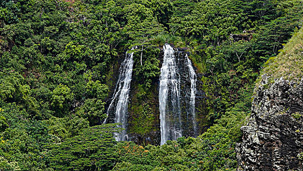 瀑布,考艾岛,夏威夷