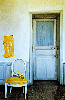 路易十六,椅子,悲伤,石膏,墙壁,入口