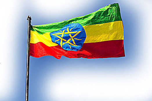埃塞俄比亚,非洲,彩色,旗帜,摆动,空中
