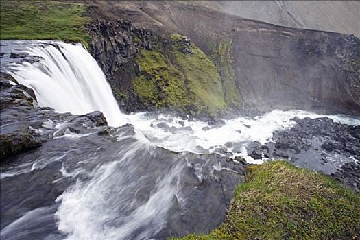 冰岛,动作,自然,风景,圆点,壮观,瀑布,一个,上面,靠近