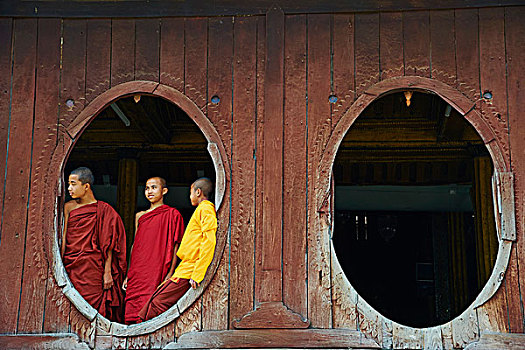 孩子,僧侣,缅甸,亚洲