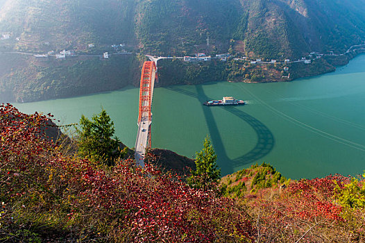 重庆巫山,红叶满山,游客如织