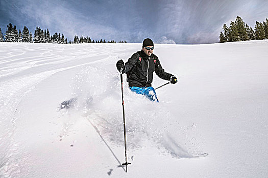 男人,滑雪,积雪,斜坡,德国