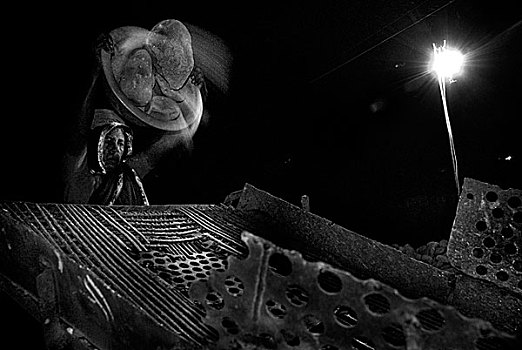 女人,工作,石头,机器,夜晚,孟加拉,一月,2008年