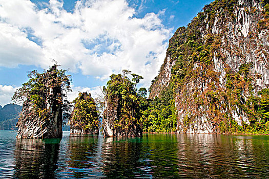 岩石,小岛,湖,泰国,亚洲