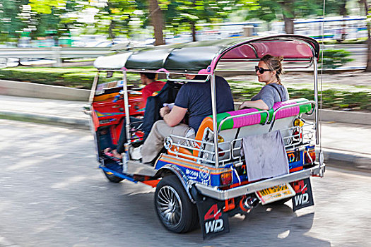 泰国,曼谷,游客,情侣,嘟嘟车