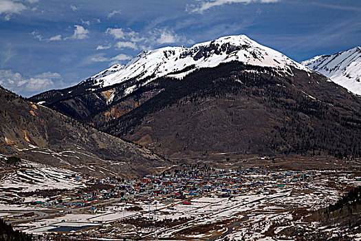 科罗拉多,圣胡安山,早春,风景,上方,历史,开采,城镇,希威尔顿,高度