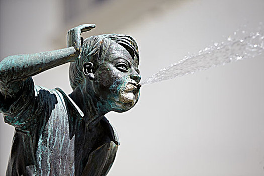 喷泉,雕塑,喷涌,水,室外,嘴,科布伦茨,莱茵兰普法尔茨州,德国,欧洲