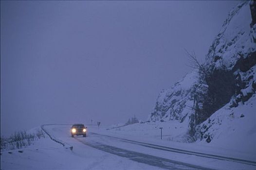 冬季驾车,暴风雪,苏厄德公路,阿拉斯加