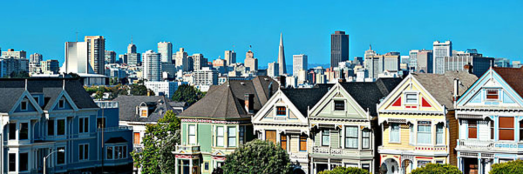 旧金山,城市天际线,城市,建筑,阿拉摩广场